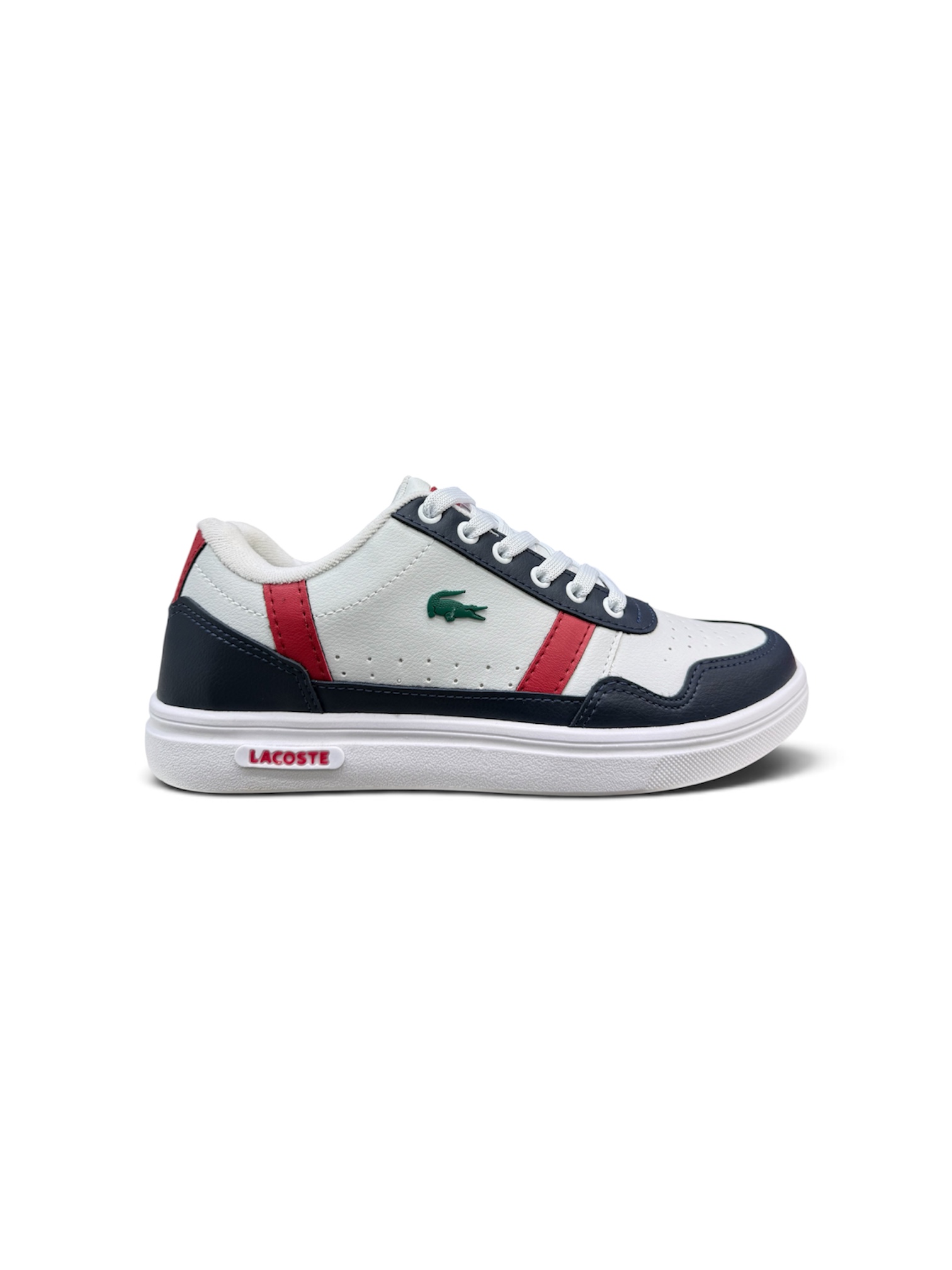 SAPATÊNIS LACOSTE ( BRANCO / AZUL / VERMELHO)